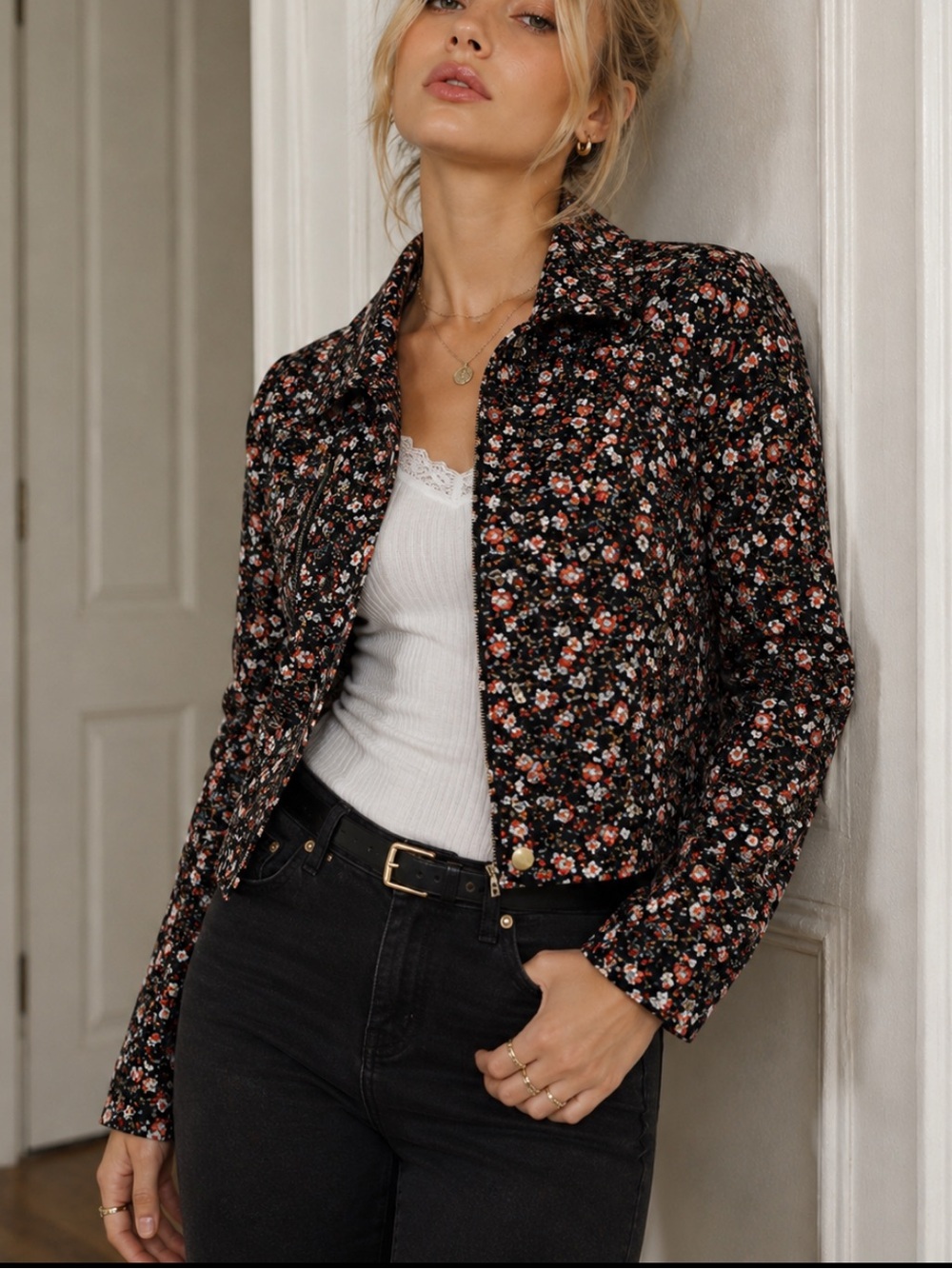 Anthropologie Hei Hei Tinsley Floral Canvas Moto Jacket Size 2 - 36852